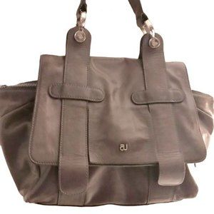 Mauve Leather Satchel Crossbody Bag